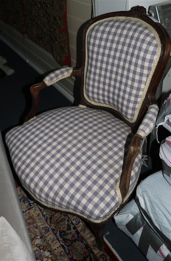 A Louis XVI walnut fauteuil
